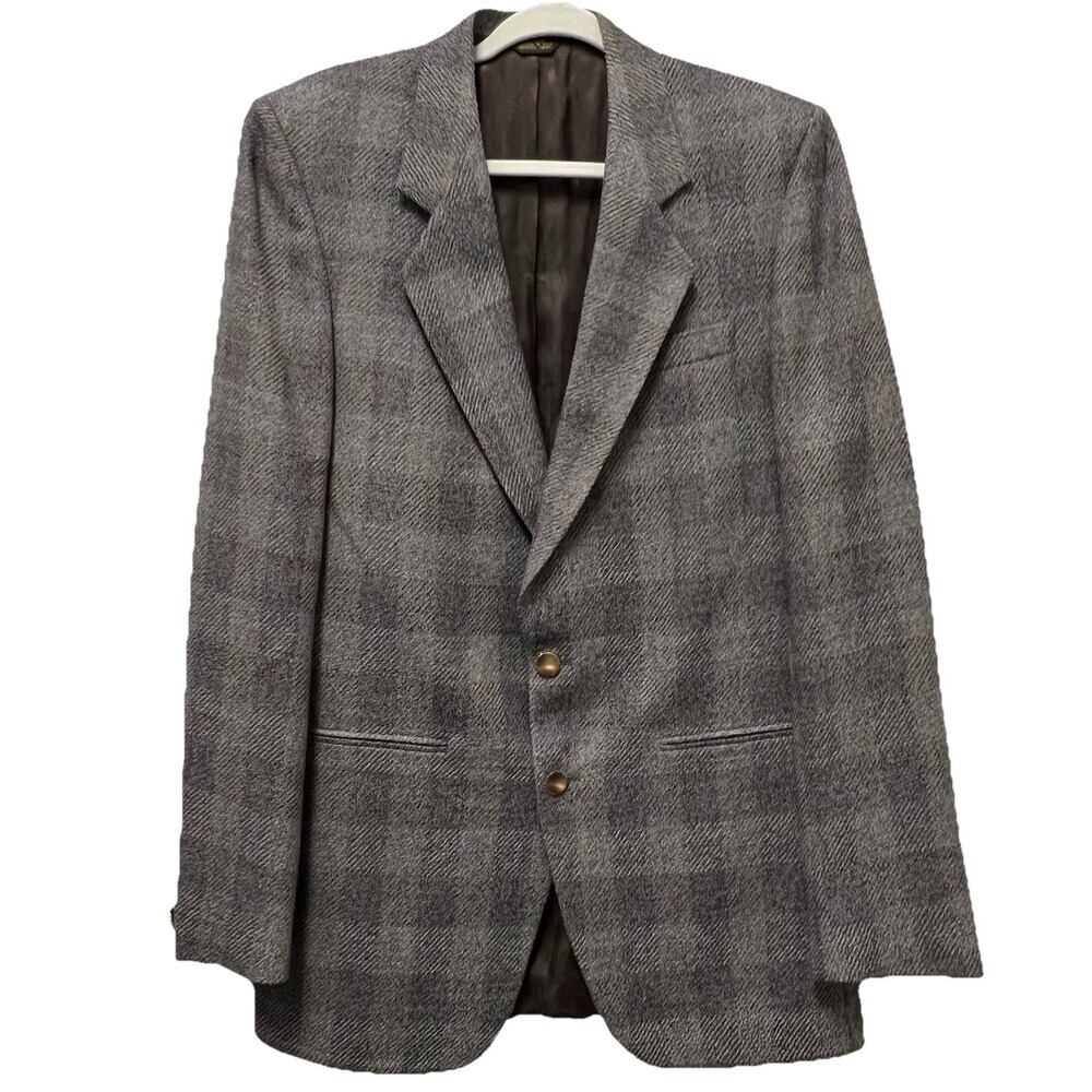 VTG 80's LeBaron Tweed Blazer 40X 40R Union Made USA Herringbone Ivy Sport Coat - Picture 4 of 16